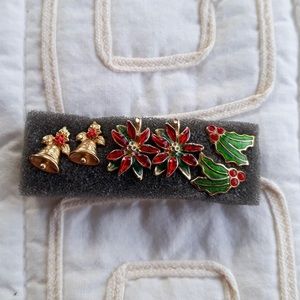 3 pairs of Christmas/holiday earrings
